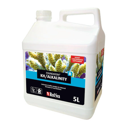 Red Sea Reef Foundation B Alkalinity (KH) Supplement, 5 L - Boosts Carbonate Levels for Strong Coral Skeletons in Reef & Marine Aquariums
